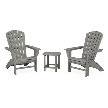 POLYWOOD Nautical 3-Piece Curveback Adirondack Set - Slate Grey